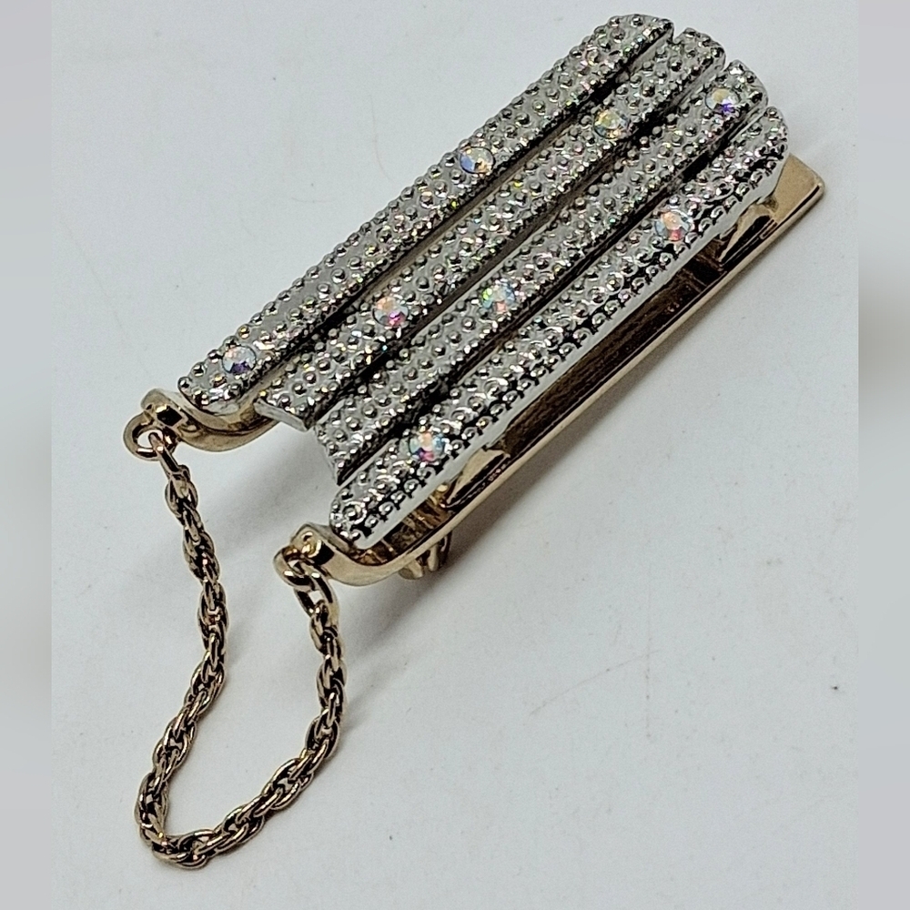 * Vintage Lady Remington Winter Sled Pin Brooch